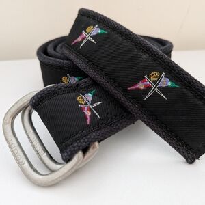 Vintage Rugby Ralph Lauren Nautical Flag D-Ring Belt Black XL Rare